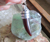 Amber Agate Natural Gemstone Horn Pendant Necklace