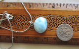 Natural Larimar Gemstone Sterling Silver Pendant Necklace