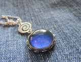 Vintage 60s Mood Stone Silver Spiral Pendant Necklace