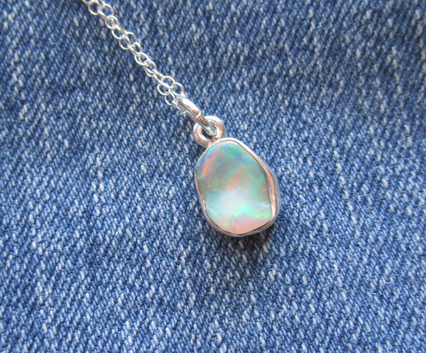 Elegant welo opal necklace, sterling silver opal necklace, Wire wrapped Ethiopian hot opal pendant