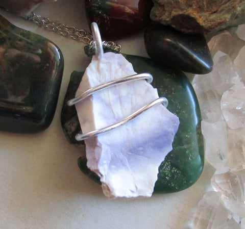 Tiffany Stone Natural Violet Opal Fluorite Pendant Necklace