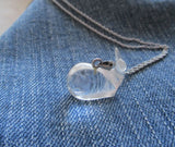 Vintage Clear Quartz Crystal Whale Pendant Necklace