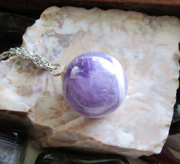 Factory Large Chevron Dream Amethyst Necklace Crystal Statement Pendant Natural Stone