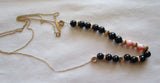 Vintage Angel Skin Coral Black Onyx 14K Solid Yellow Gold Necklace