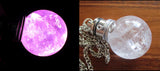 Quartz LED Color Change Natural Crystal Ball Pendant Necklace