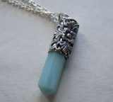 Amazonite Gemstone Filigree Silver Bullet Jewelry Necklace