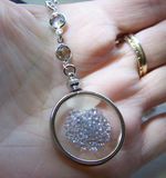 Swarovski Floating Crystals Double Sided Glass Shaker Memory Locket Necklace