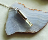 Natural Yellow Heliodor Crystal Bullet Pendant Necklace