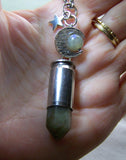 Labradorite Gemstone Silver Moon Bullet Pendant Necklace