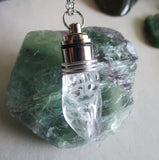 Green Light Up Cicada Quartz Natural Crystal Pendant Necklace