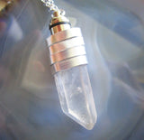 Green Light Up Natural Quartz Crystal Pendant Necklace