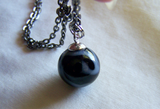 Antique Black and White Glass Swirl Marble Pendant