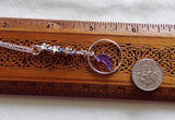 Amethyst Crystal Moon Purple Iolite Silver Circle Pendant Necklace