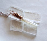 Mother of Pearl Natural Horn Bullet Jewelry Pendant Necklace