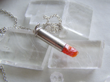 Orange Fire Opal Silver Bullet Pendant Necklace