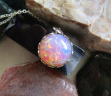 Vintage Pink Opal Glass Bohemian Pendant Necklace