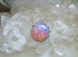 Vintage Pink Opal Glass Bohemian Pendant Necklace