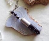 Snowflake Obsidian Naturel Stone Silver Bullet Pendant Necklace