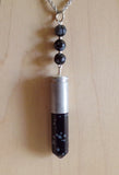 Snowflake Obsidian Naturel Stone Silver Bullet Pendant Necklace