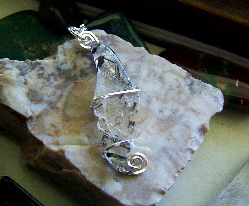 Tourmaline Quartz Carved Butterfly Wing Pendant