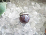 Botswana Agate Gemstone Silver Acorn Pendant Necklace