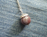 Botswana Agate Gemstone Silver Acorn Pendant Necklace