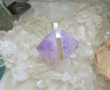 Lavender Amethyst Natural Gemstone Crystal Pendant Necklace