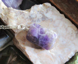Chevron Amethyst Purple Crystal Pendant Necklace