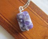 Chevron Amethyst Purple Crystal Pendant Necklace