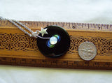 Triple Moon Opalite Black Onyx Disc Pendant Necklace