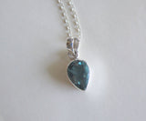Teal Blue Fluorite Gemstone Sterling Silver Pendant Necklace