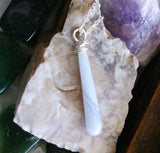 Blue Lace Agate Sterling Silver Pendant Necklace