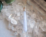 Blue Lace Agate Sterling Silver Pendant Necklace