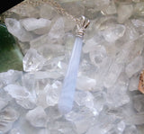 Blue Lace Agate Sterling Silver Pendant Necklace