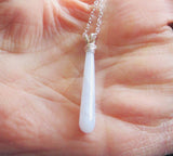 Blue Lace Agate Sterling Silver Pendant Necklace