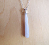 Blue Lace Agate Sterling Silver Pendant Necklace