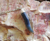 Blue Onyx Gemstone Horn Pendant Necklace