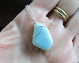 Blue Peruvian Opal Natural Gemstone Pendant Necklace