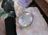 Preciosa Aurora Borealis Crystals Double Sided Glass Bubble Locket Necklace