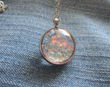 Preciosa Aurora Borealis Crystals Double Sided Glass Bubble Locket Necklace