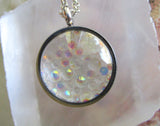 Fairy Orbs Iridescent Double Sided Glass Bubble Locket Necklace
