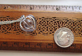 Silver Heart Cage Quartz Crystal Ball Pendant Necklace