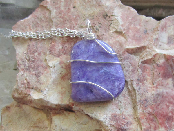 Purple Charoite Natural Gemstone Crystal Pendant Necklace – My Mystic Gems