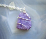 Purple Charoite Natural Gemstone Crystal Pendant Necklace