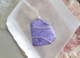 Purple Charoite Natural Gemstone Crystal Pendant Necklace