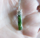 Green Chrome Diopside Raw Gemstone Natural Crystal Pendant Necklace