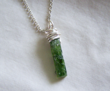 Green Chrome Diopside Raw Gemstone Natural Crystal Pendant Necklace
