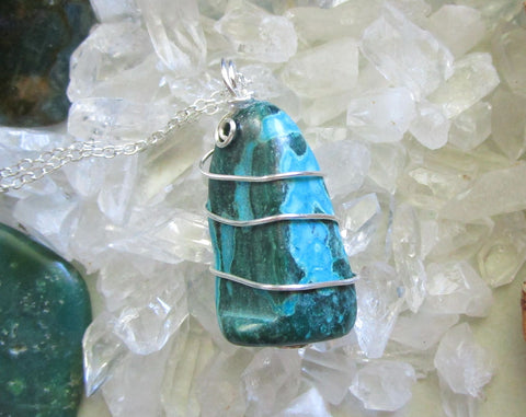 Chrysocolla Natural Colorful Crystal Pendant Necklace