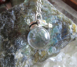 Mini Quartz Crystal Ball Silver Star Pendant Necklace