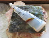 Dendrite Agate Natural Crystal Wire Wrapped Pendant Necklace
